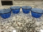 4 Vintage Pyrex # 463 Cobalt Blue Scalloped 6 oz Ramekin Custard Dessert Cups EX
