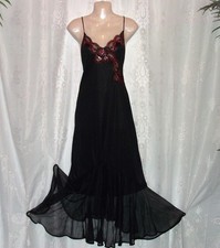 Sm."Undercover Wear" long,nylon,12" chiffon ruffle,vintage nightgown,negligee,80