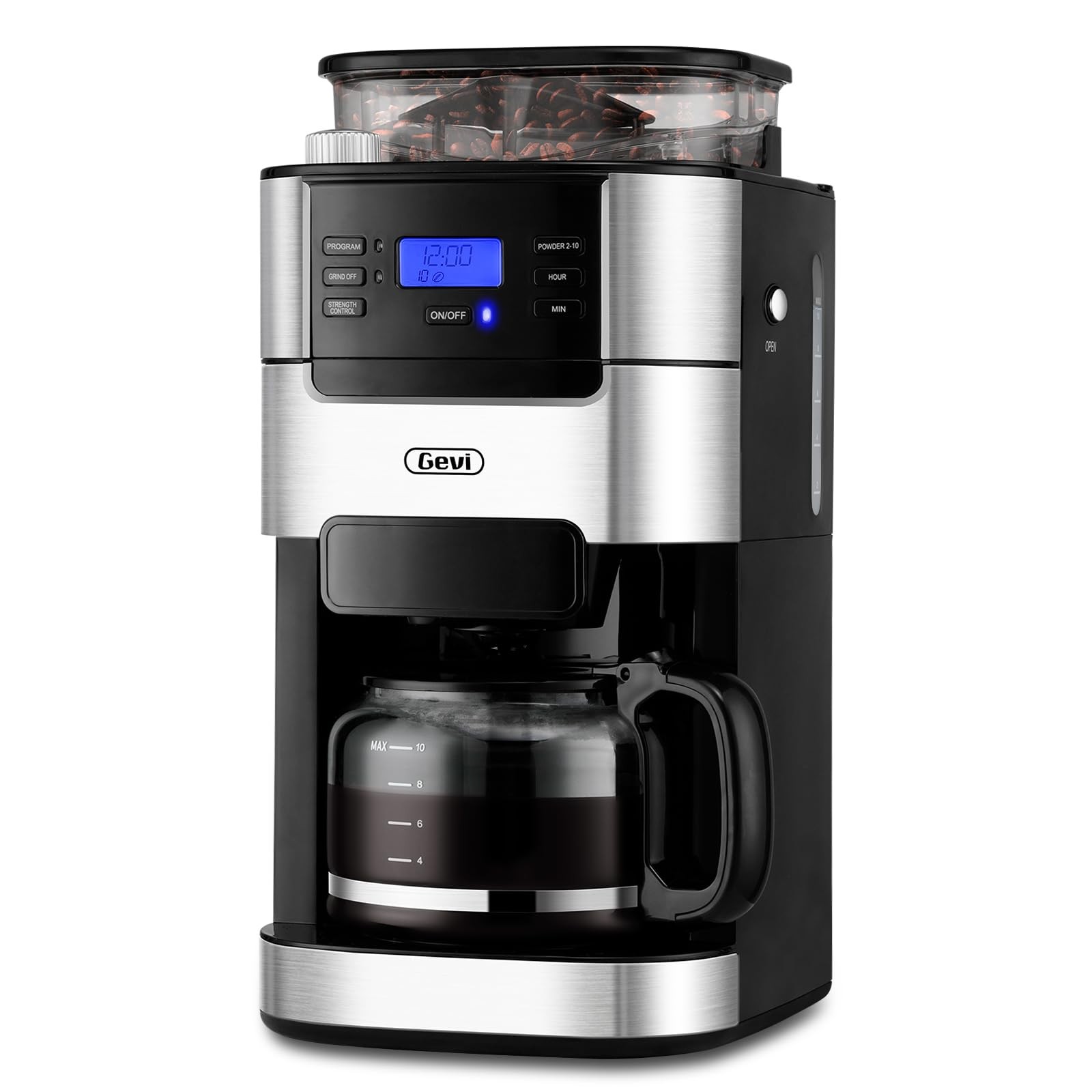 With Built-in Grinder, Programmable Brew Coffee Mach...