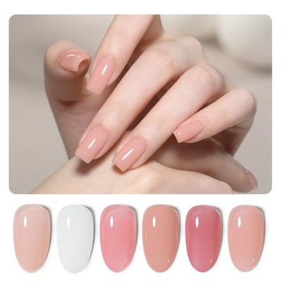 GAOY 6 Colors Rubber Base Gel   Nude, White, Pink Jelly Builder Set