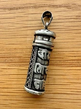 Handmade Tibetan Sterling Silver Mantra Scroll Prayer Amulet Pendant