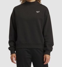 Reebok Women's Black Identity Cotton Fleece Neck Sweatshirt Size M