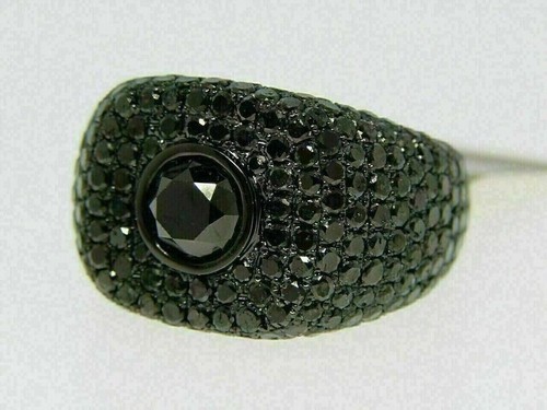 3 Ct Round Cut Lab-Created Diamond Men's Band Ring 14K Black Gold Plated Plated - Picture 4 of 5