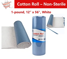 AMGoods 100% Cotton Roll 1 lb - Individually Wrapped with Cutting Edges - 1/ea