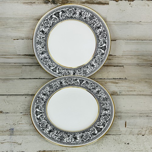 Lot Of 2 Wedgwood Florentine Bone China Black Dragon 8” Salad Small Plate W4312