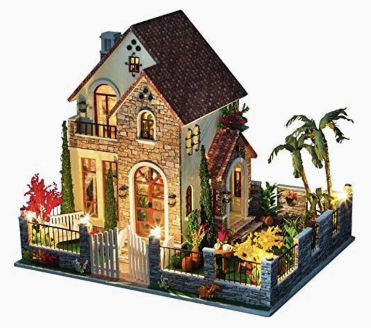 DIY Wooden Doll House Large Villa Hand Assembled Building Model