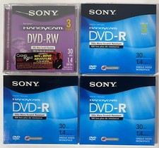 Sony Handycam DVD-R and DVD-RW 30 Minute Single Sided Disc Lot of 4