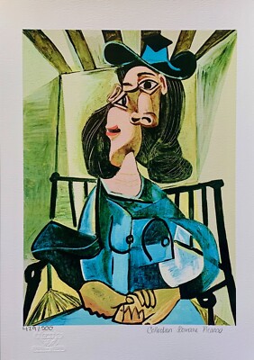 Pablo Picasso SEATED WOMAN & HAT Estate Signed Stamped Numbered Giclee 17'' x 11''
