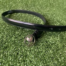 VTG Paloma Picasso Italy Black Leather Belt Large/80 Made In Italy Silver Buckle