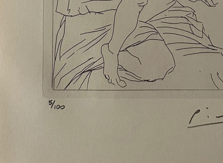 Pablo Picasso 原版手工签名平版画带真品证明和 3,500 美元评估 — 第 4/4 张图片