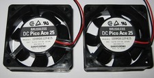2 X Sanyo Denki Pico Ace 25 - 12 V DC - 60mm Cooling Fan - 3100 RPM - Japan Made