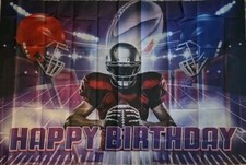 Football Happy Birthday Backdrop, 3x5FT w/Party Decor  Accessories
