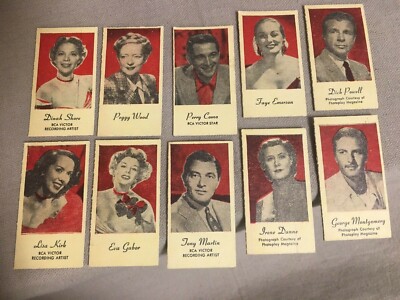 1935 ENRAV O TINT PEERLESS WEIGHT MACHINE MOVIE STAR TRADING VENDING CARDS (10)