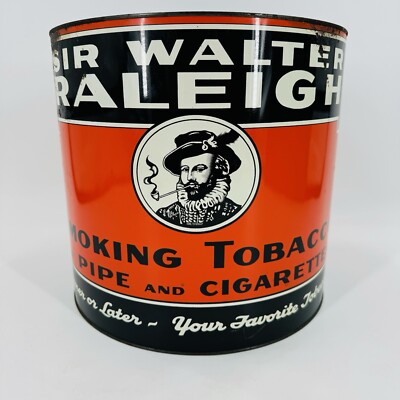 Lg Sir Walter Raleigh Tobacco Store Advertising Display - Empty Tin