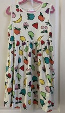 Hanna Andersson Girls White Multicolored Fruit Tank Dress 120 6-7