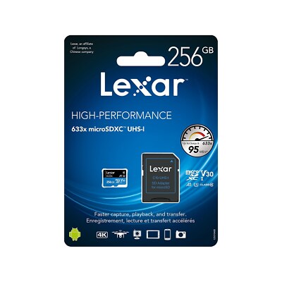 Lexar High-Performance 633x 256GB microSDXC Memory Card with Adapter Class 10