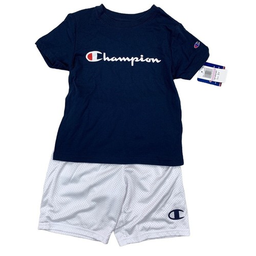CHAMPION Little Boys Classic Script Short Sleeve Tee and "C" Mesh Short Set 5 - 第 1/11 張圖片