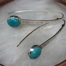 SILPADA Rare Sterling Silver Swan Dive Turquoise Earrings W2132  