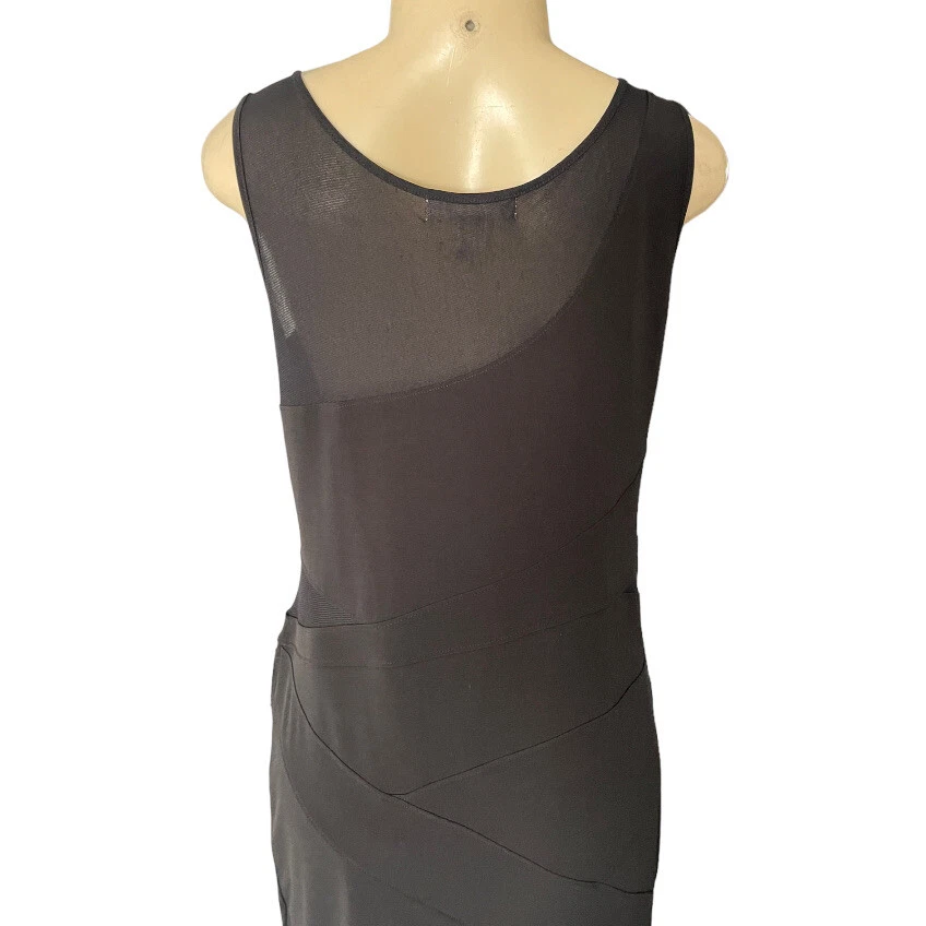 Abito corto smanicato nero Michael Kors jersey elasticizzato aderente taglio trasparente M