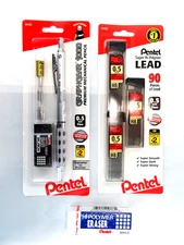 Pentel Graph Gear 1000 Automatic Drafting Pencil, 0.5mm, Gray Accent, BUNDLE!