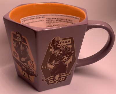 RARE Discontinued Star Wars Hexagon Coffee Mug Purple Orange Han Solo Chewbacca