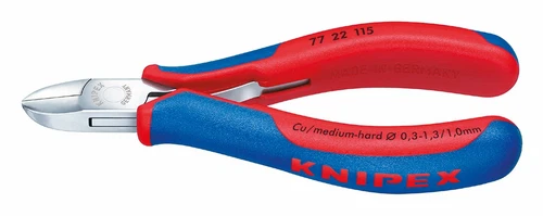 Knipex Elektronik-Seitenschneider 115 mm runder Kopf ohne Facette - 77 22 115