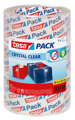 tesapack Packband Crystal Clear Paketband kristallklar, 3 Rollen 66m x 50mm