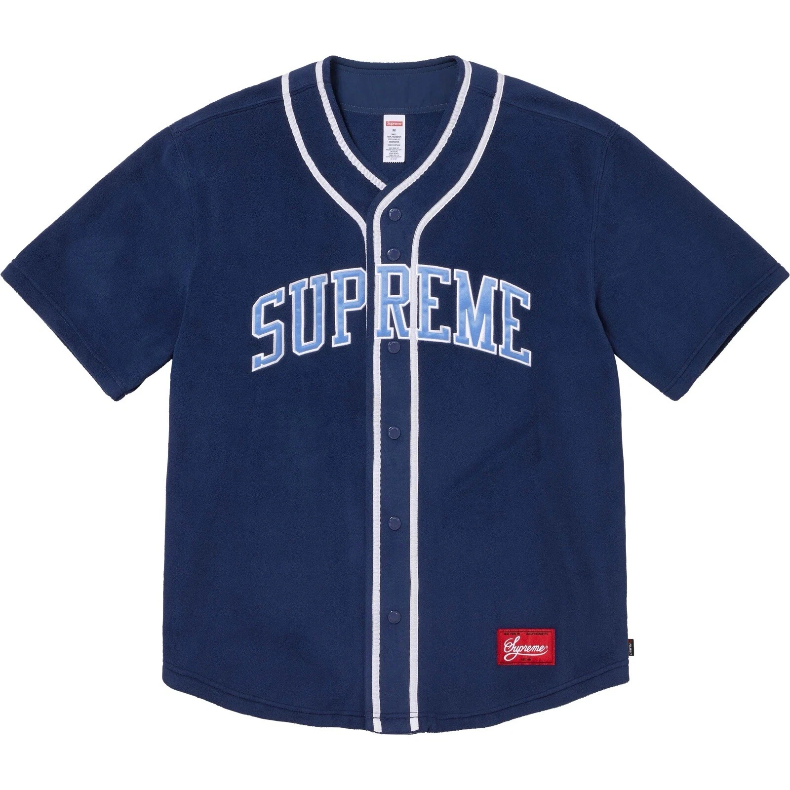 Maillot de baseball polaire suprême bleu marine moyen polaire manches courtes DSWT neuf