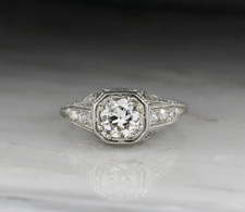 Antique 1.0Ct White Round Cut CZ Art Deco Wedding Bridal Ring In 925 Silver