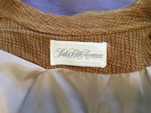 SAKS FIFTH AVENUE JACKET COAT SUEDE LIGHT BROWN SIZE 6 VTG - Picture 5 of 10