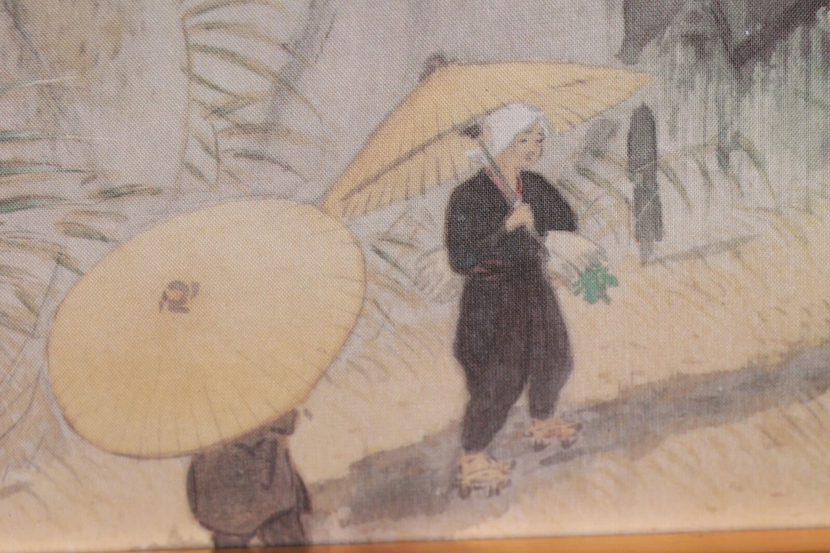 Japanese Silk Painting Rainy Landscape '彩雨 Saiu