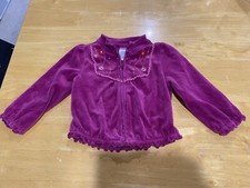 Gymboree 2T Girls Velour Jacket Pink Excellent Condition Floral Ruffled