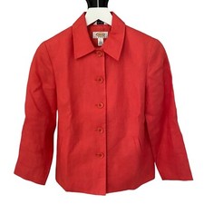Talbots Irish Linen Button Front Lined Blazer Jacket Women  s Size 2