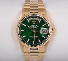 Rolex Day-Date 18038 Presidential 18k Gold 36mm Watch-Green Stick Marker Dial 3