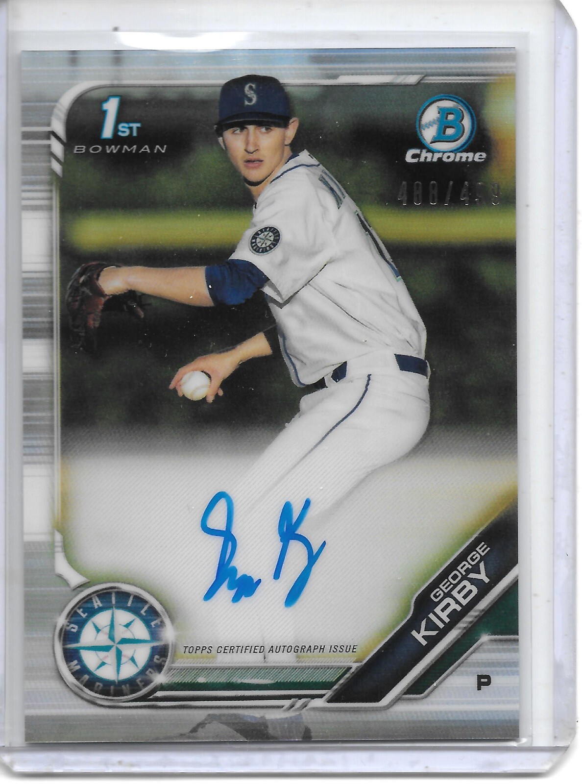 2019 Bowman Chrome GEORGE KIRBY 1ST AUTO REFRACTOR RC #488/499 SEATTLE MARINERS!