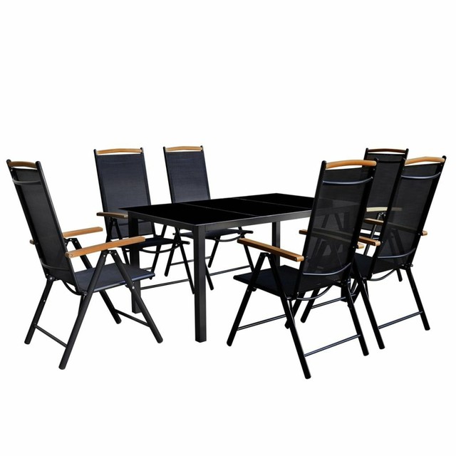 Vidaxl Garten Essgruppe 7 Tlg Aluminium Schwarz Klappbar Gunstig Kaufen Ebay