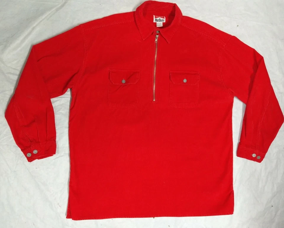 VTG Unlimited red Marlboro Men's size xl Zip Down Corduroy Shirt Jacket  - Image 2 of 4