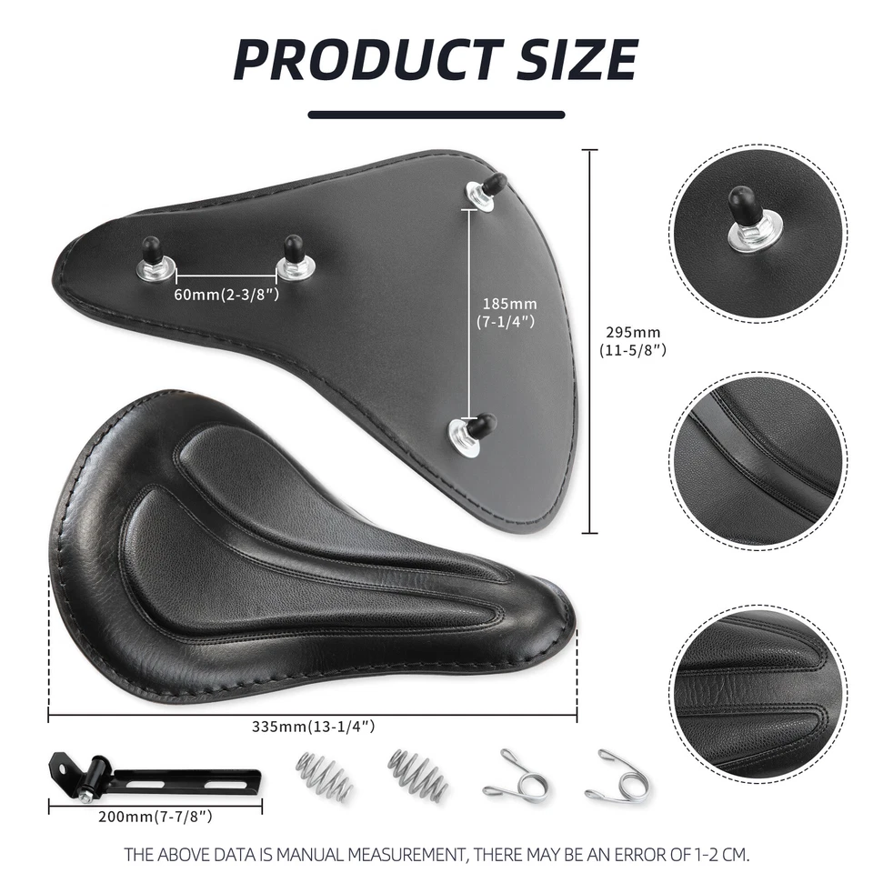 Sillín de asiento individual grande para motocicleta Kawasaki Vulcan VN 500 800 900 1500 Bobber Foto 2 de 4