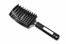 Black Curved Vented Boar Bristle Styling Hair Brush, for Any Hair Type Men Women