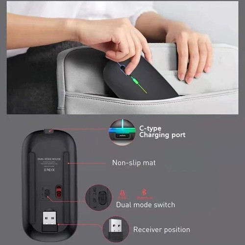 2.4GHz Wireless Optical Mouse USB Rechargeable RGB Cordless Mice For PC Laptop. - Picture 7 of 14