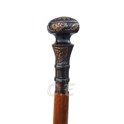 Antique Brass Handle Brown Wooden Walking Stick Cane Vintage Style Handmade Gift - Picture 24 of 69