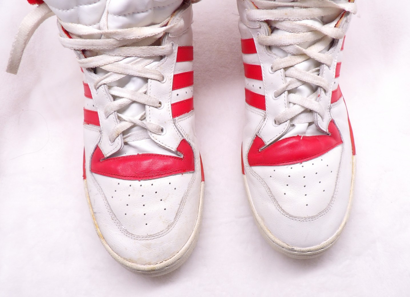 VTG Men’s Adidas Red/white High Tops Shoes  Made In France Size 15 thumbnail 3