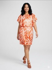 Vince Camuto Orange White Abstract Mini Dress Size 10