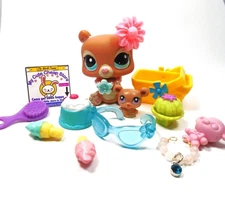 Littlest Pet Shop Moscow Bear #2109 and Teensiest Tiny Bear w cute accessories