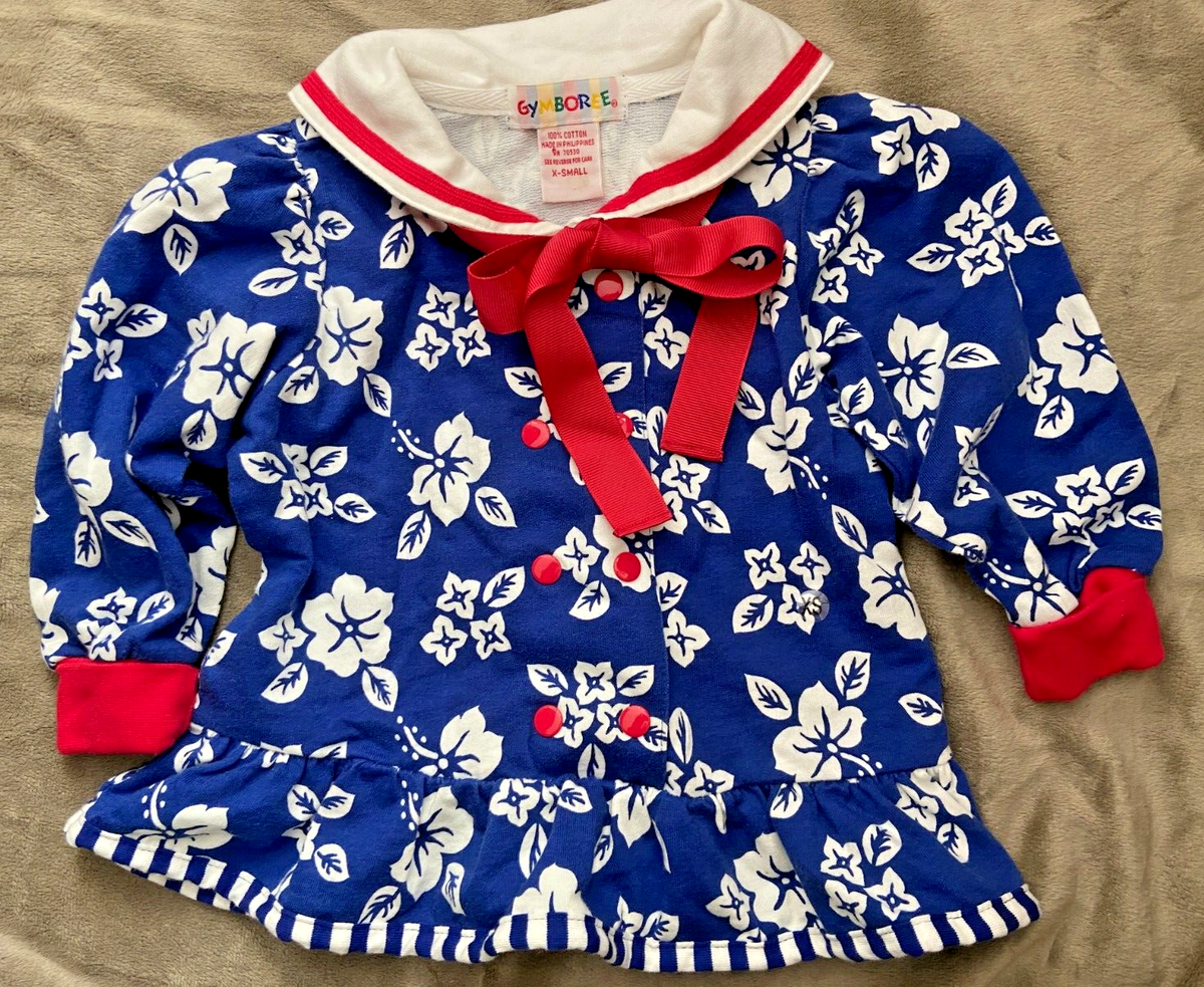 NWOT Vtg Gymboree Rainbow Tag Sailor Top Red Blue White Tropical 