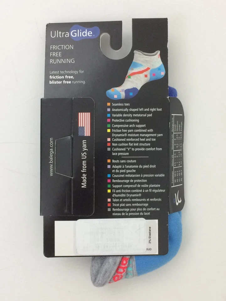 Balega Unisex No Show Running Socks 3 Pack Size L Grey Blue Ultra Glide New F1 - Image 3 of 4