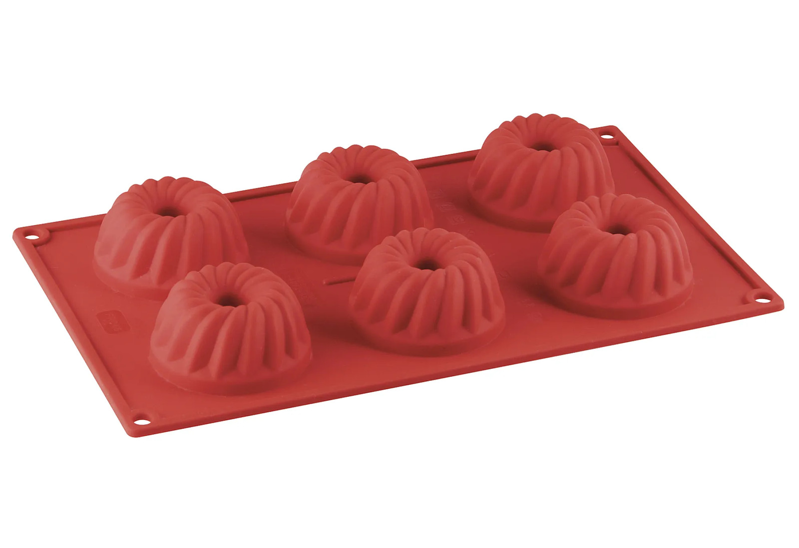 Silikon-Gugelhupfform Mini 6er rot 30x17,5x4,5cm Antihaft spülmaschinenfest