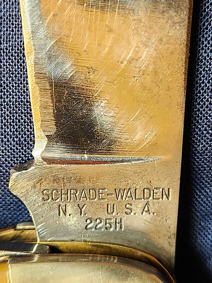 Old Walden Schrade 2 Blade #225H POCKET KNIFE w/Sheath Fine Old Heavy Knife - Image 2 of 4