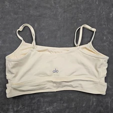 Alo Yoga Sports Bra Womens Medium White Wrap Cami Crop Top Adjustable Straps