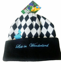 Disney Alice in Wonderland Argyle Knit Beanie Hat One Size Stretch Acrylic